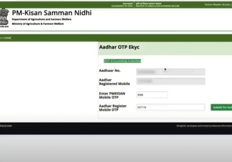 PM Kisan EKYC Page - Update KYC in PM Kisan Account Online there